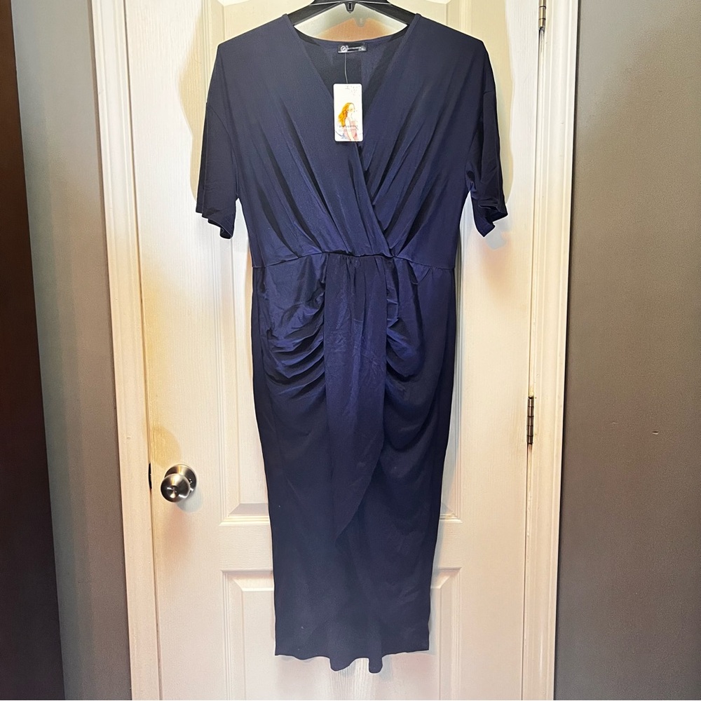 Pretty Garden Navy Dress With Layered Tulip Skirt XL New Fitted Women’s